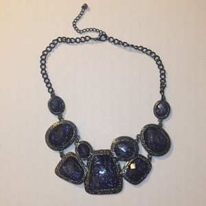 Navy Blue and Silver Fashion Necklace